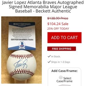 Autographed Javier Lopez baseball